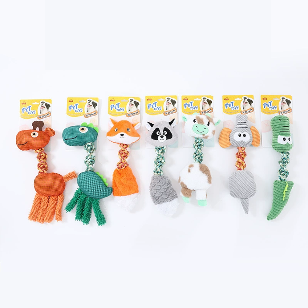 Durable Squeaky Animal Rope Pet Toys