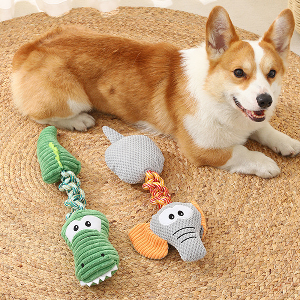 Durable Squeaky Animal Rope Pet Toys