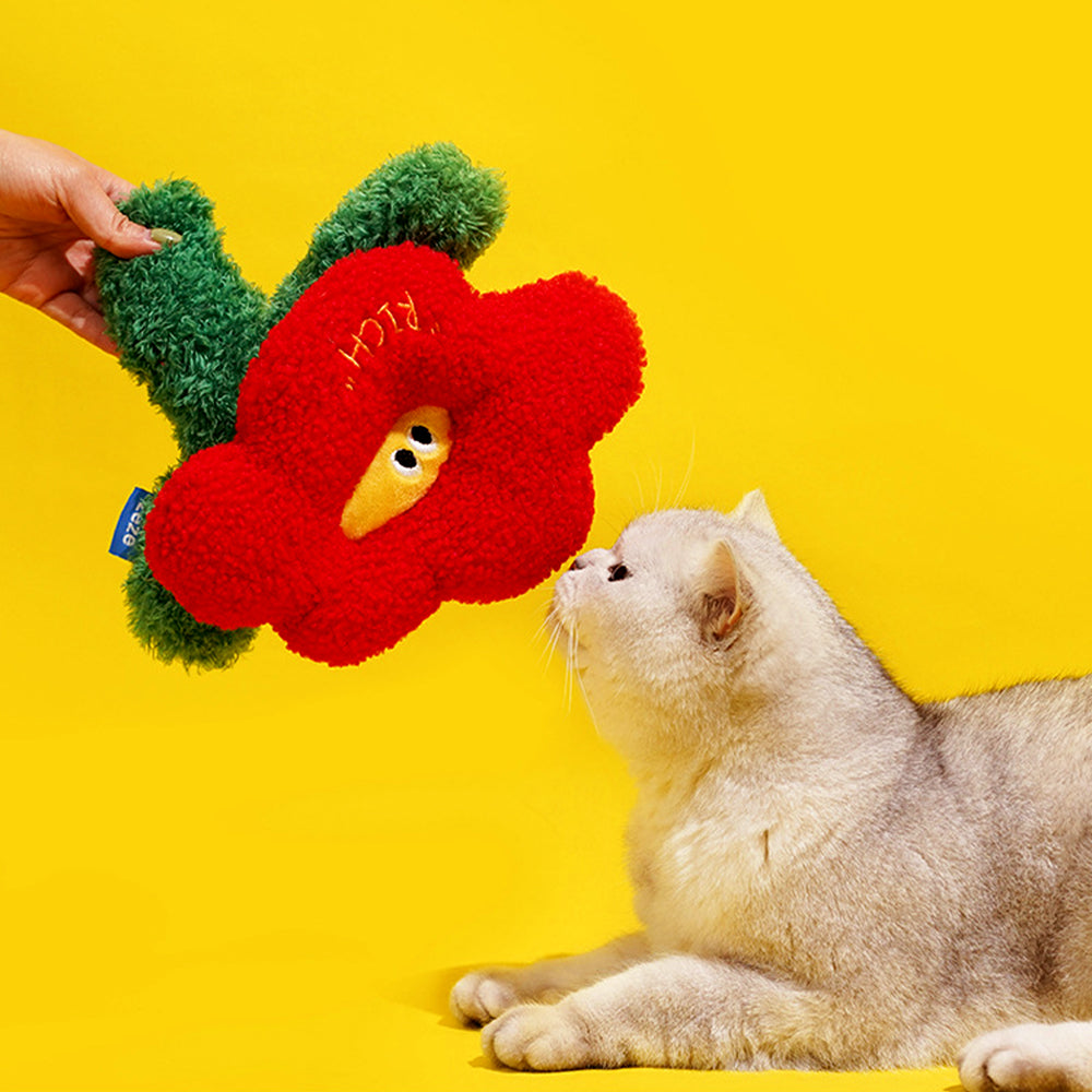 Red Blossom Cat Toy Set (Pet Toy+Summer Mats+Pet Pillows+Cat Scratching Boards)