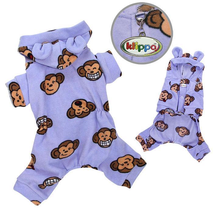Lavender Silly Monkey Fleece Dog Pajamas