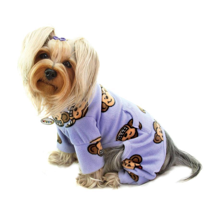 Lavender Silly Monkey Fleece Turtleneck Dog Pajamas