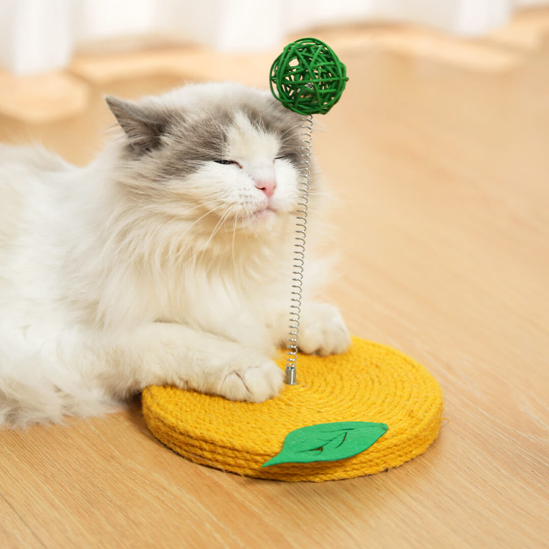 Lemon Sisal Scratcher with Rattan Spring Ball