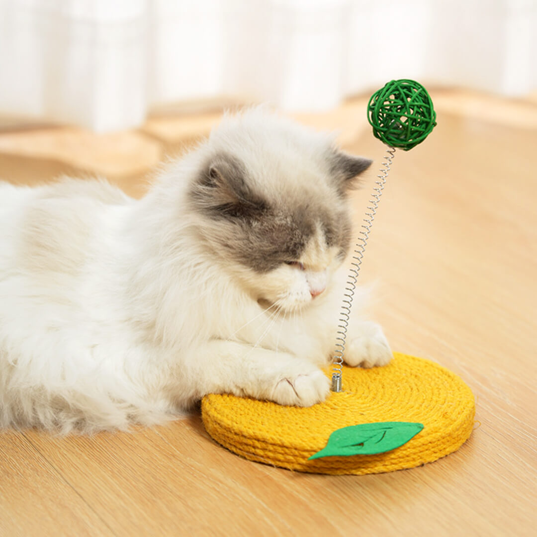 Lemon Sisal Scratcher with Rattan Spring Ball