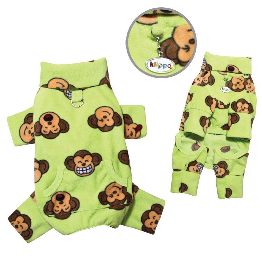 Lime Silly Monkey Fleece Turtleneck Dog Pajamas