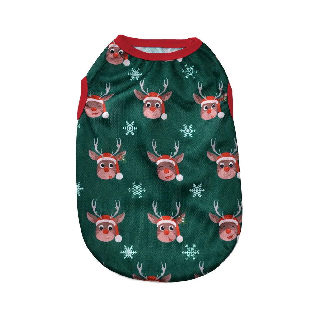 Christmas Cat Clothes Cotton Pet Vest For Small Dogs Cats T-shirt Apparel Puppy Kitten Party Costume Bulldog Two Legged Outfits