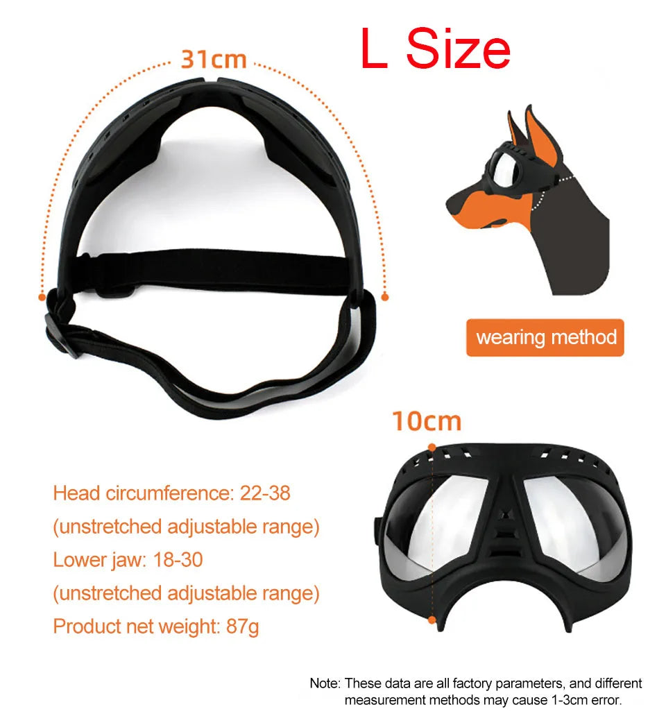 Cool Pet Dog Goggles Dog Outdoor UV Protection Sunglasses Dog Accessories Eye Protection Waterproof Windproof Adjustable Straps