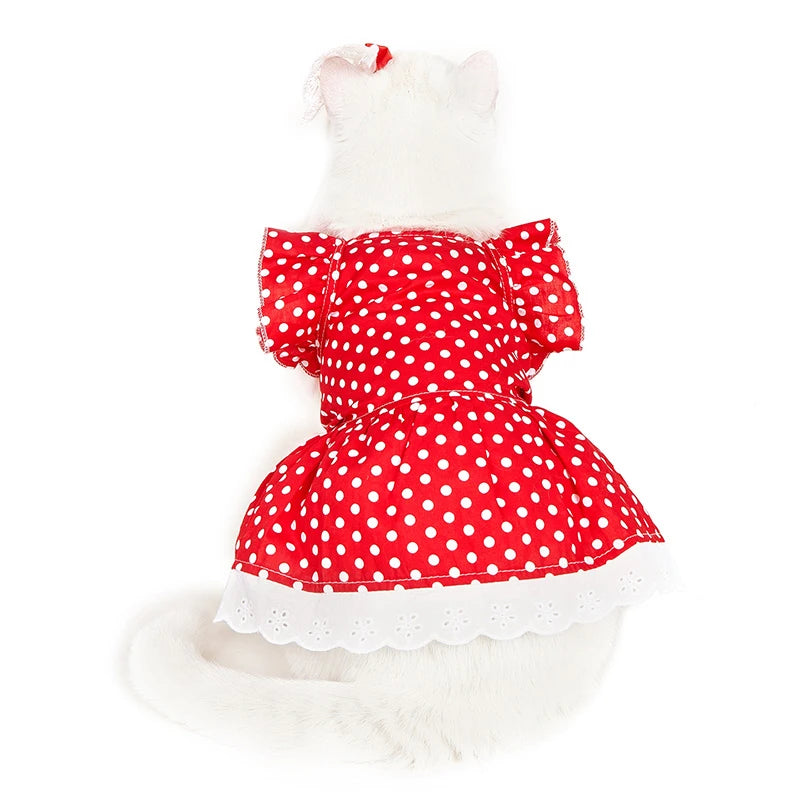 Red Polka Dot Dress For Pet Cat Clothes Sweet Suspenders Cats Clothing for Small Dogs Summer Skirts Princess Dress Pet Clothes