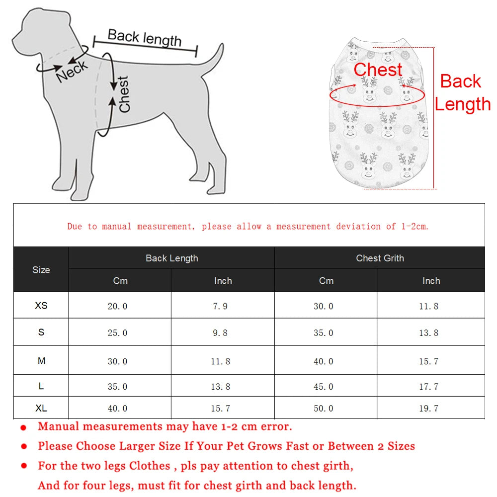 Christmas Cat Clothes Cotton Pet Vest For Small Dogs Cats T-shirt Apparel Puppy Kitten Party Costume Bulldog Two Legged Outfits