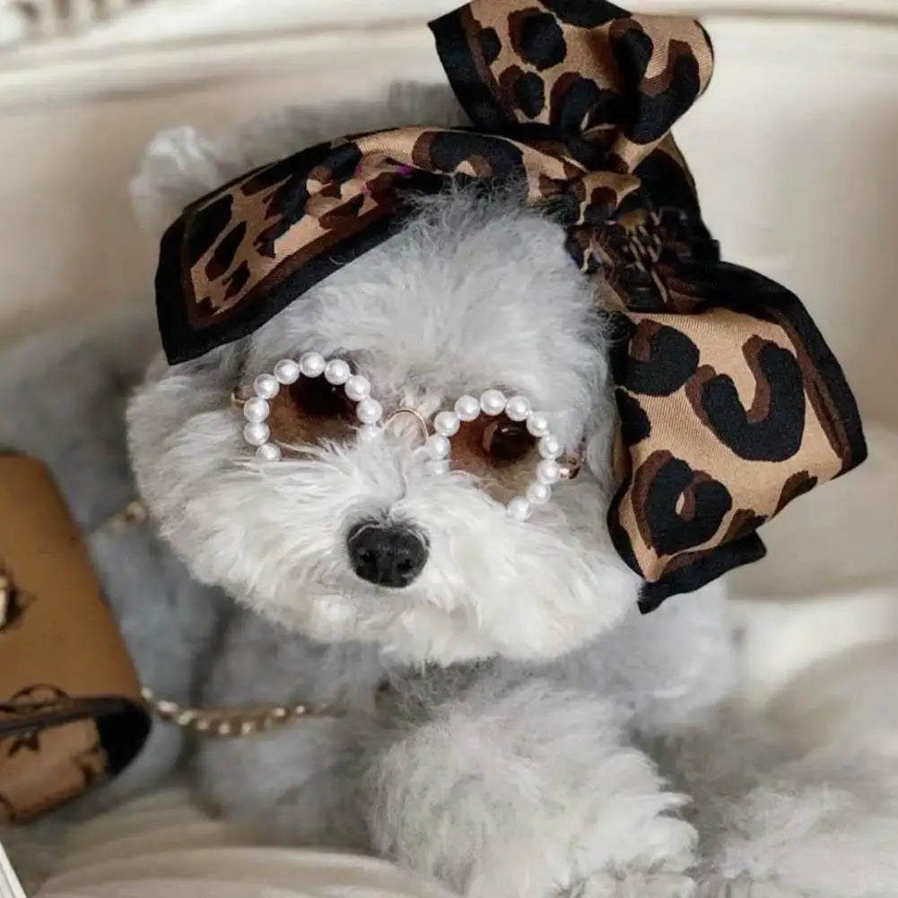 Pet Accessories with Artificial Pearls Pet Glasses Pet Sunglasses with Faux Pearls Decoration for Cats Dogs for Festivals