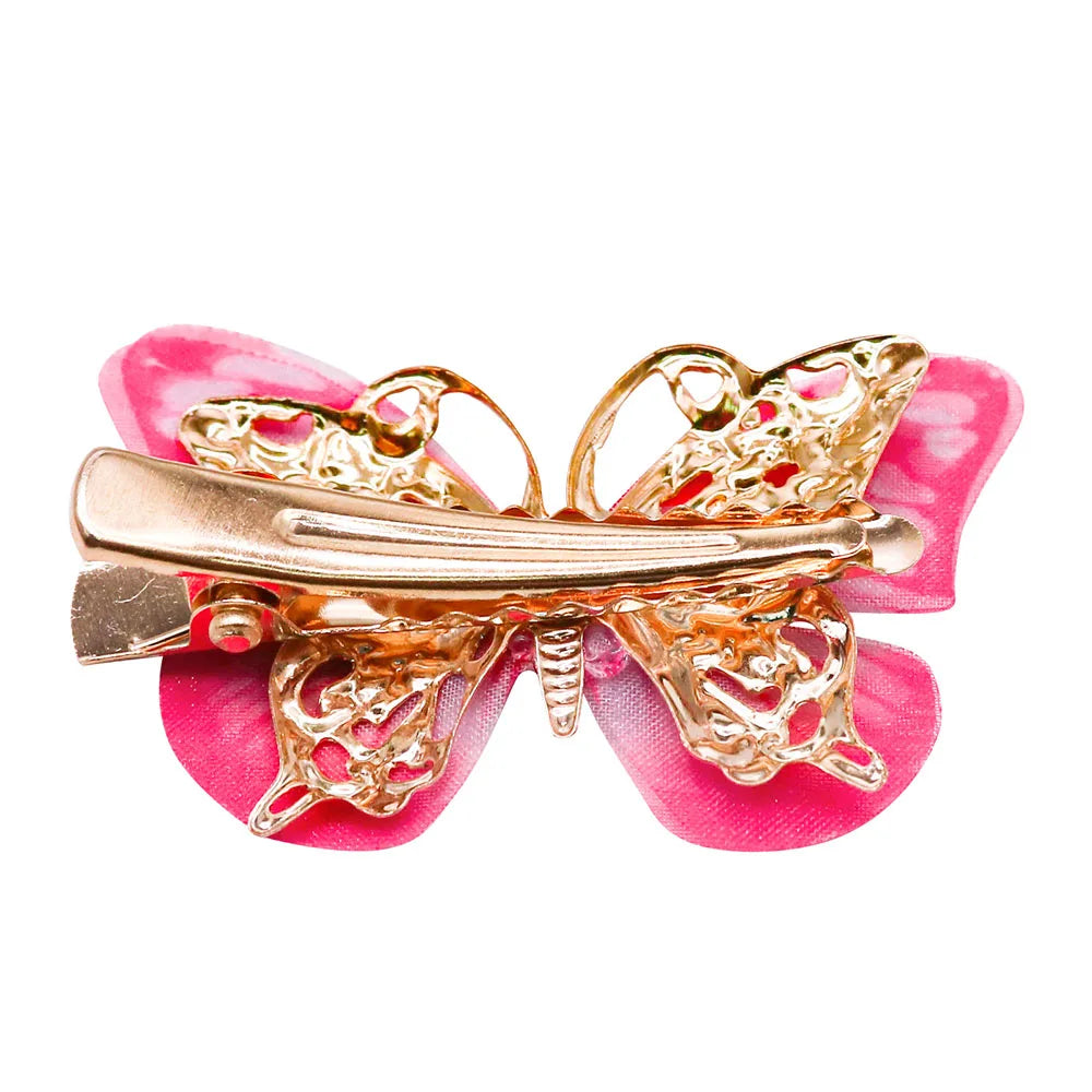 Multicolored butterfly hair clips