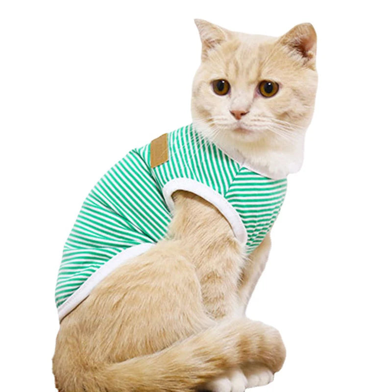 Cute Stripe Cat Vest Shirt Classic Pet Clothes for Cats Ropa Para Gato Katten Kleding Kedi Giyim Cats Clothing for Pets Outfit