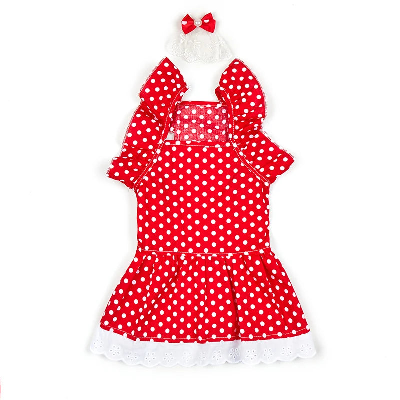 Red Polka Dot Dress For Pet Cat Clothes Sweet Suspenders Cats Clothing for Small Dogs Summer Skirts Princess Dress Pet Clothes
