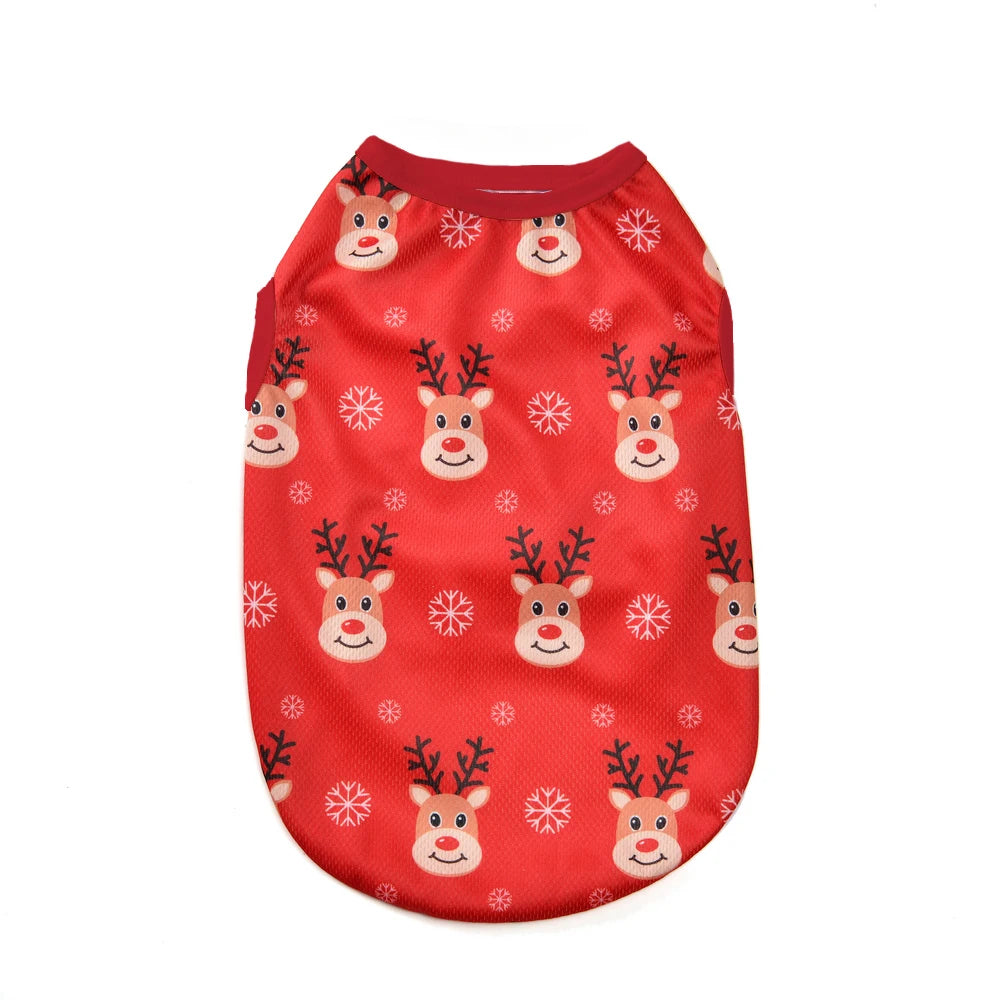 Christmas Cat Clothes Cotton Pet Vest For Small Dogs Cats T-shirt Apparel Puppy Kitten Party Costume Bulldog Two Legged Outfits