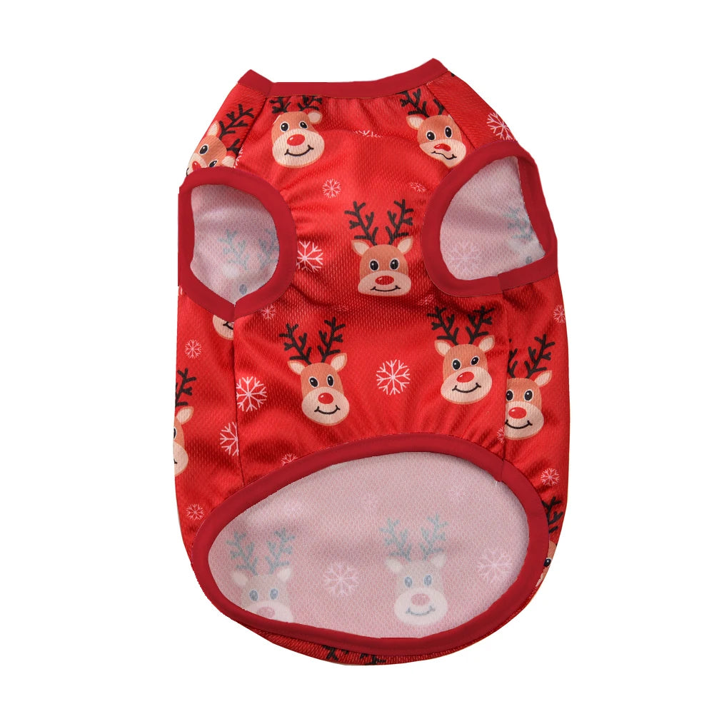 Christmas Cat Clothes Cotton Pet Vest For Small Dogs Cats T-shirt Apparel Puppy Kitten Party Costume Bulldog Two Legged Outfits