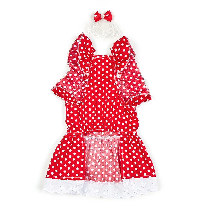 Red Polka Dot Dress For Pet Cat Clothes Sweet Suspenders Cats Clothing for Small Dogs Summer Skirts Princess Dress Pet Clothes