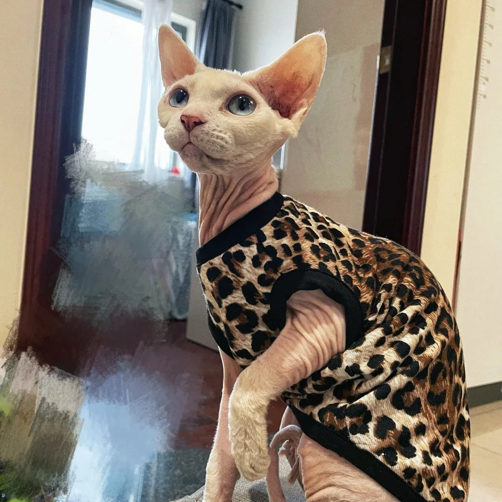 Leopard T-shirt for Cats - Light Spring/Summer Vest