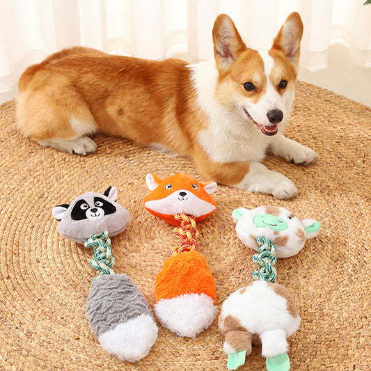 Durable Squeaky Animal Rope Pet Toys
