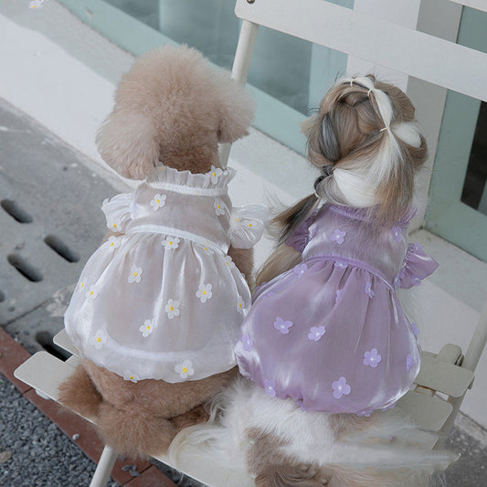 Three-dimensional flower gauze streamer skirt