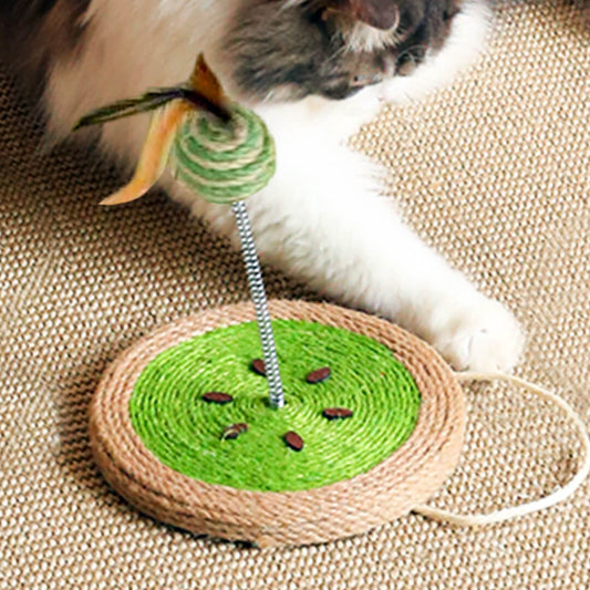 Kiwi Sisal Scratcher with Sisal Spring Ball