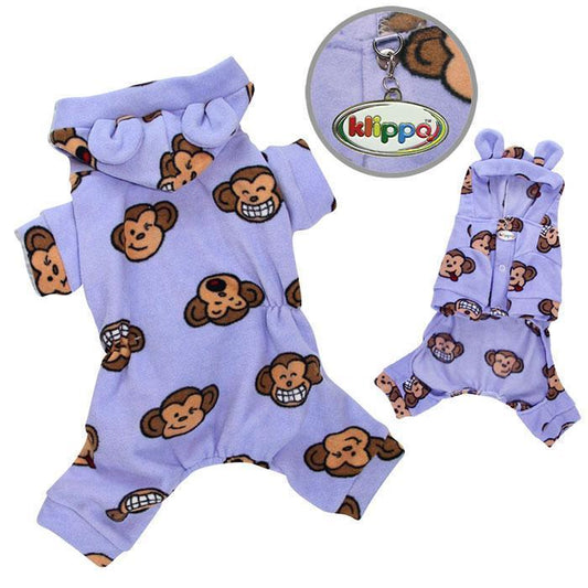 Lavender Silly Monkey Fleece Dog Pajamas