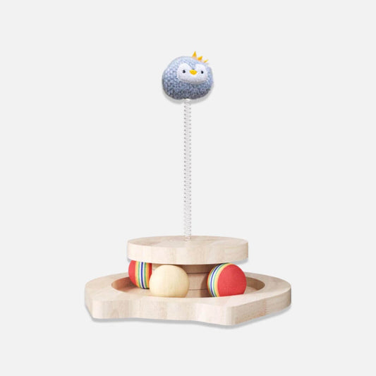Penguin Spring Ball Cat Toy with Rolling Balls