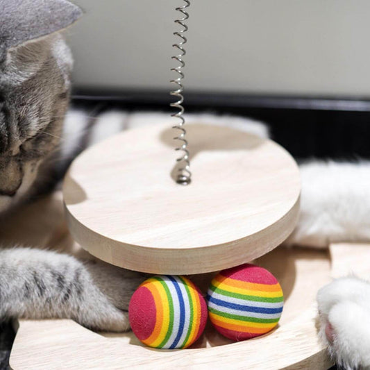 Penguin Spring Ball Cat Toy with Rolling Balls