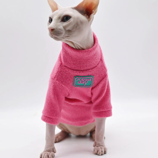 DUOMASUMI-Devon Sphynx Cat Clothes, Fashion Kitty, Soft and Comfort, Winter Hairless Cat Clothes