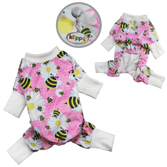 Ultra Soft Minky Bumblebees And Flowers Dog Pajamas
